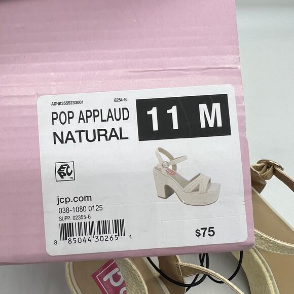Pop Womens Applaud Heeled Sandals Natural Cream Color Size 11M - Picture 12 of 13